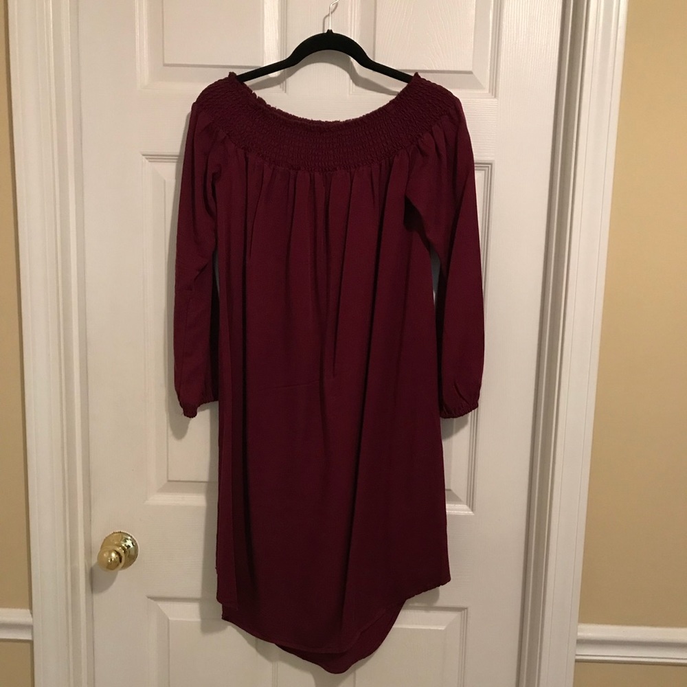 Adorable maternity Maroon off the shoulder dress